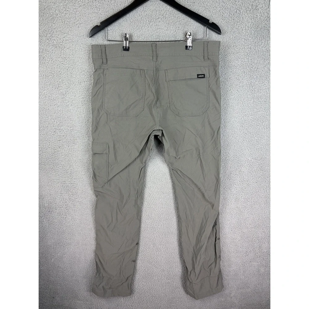 PrAna Pants Mens 36x29 Gray Slim Fit Hiking Cargo Adjustable Waist Outdoor Tech